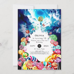 Invitation Lollipop Boho Candyland Anniversaire