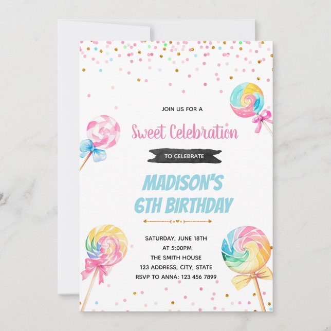 Invitation Lollipop cantine anniversaire (Devant)