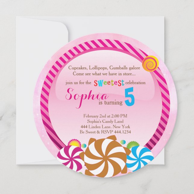 Invitation Lollipop - Invitation CandyLand (Devant)