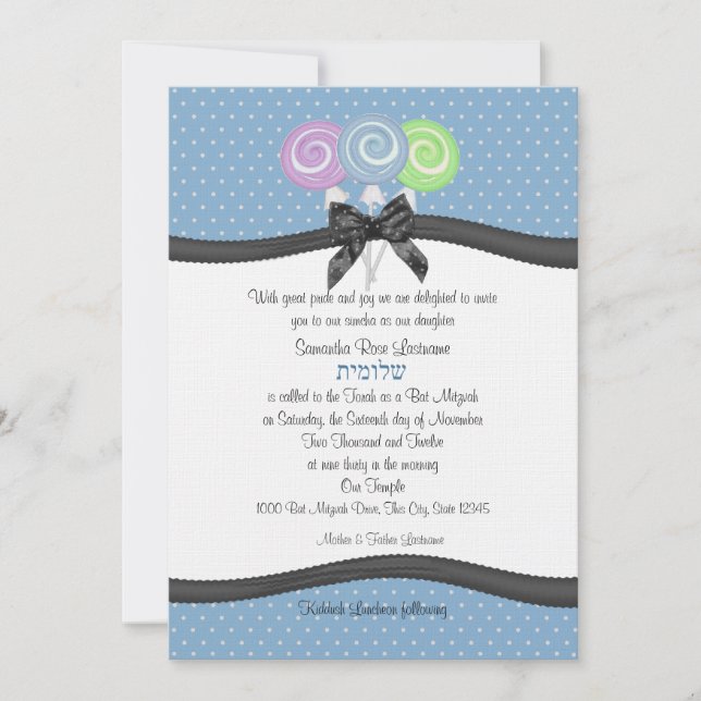 Invitation Lollipopes et Pois 5x7 Party (Devant)