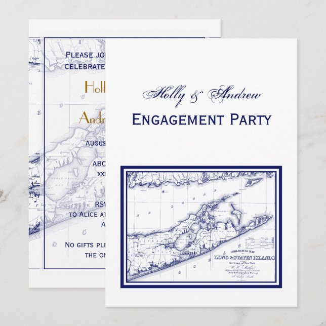 Invitation Long Island The Hamptons Map VC (Devant / Derrière)