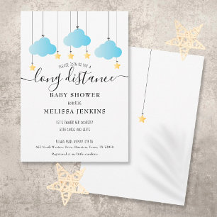 Invitation Longue distance bébé garçon douche   Saupoudrer pa