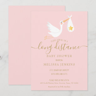 Invitation Longue Distance Rose Baby Girl Douche Par Courrier