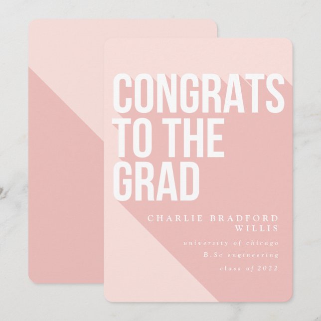 INVITATION LONGUE OMBRE FÉLICITE POUR LE BLUSH GRAD (Devant / Derrière)