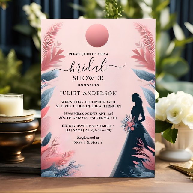 Invitation Longue Tulle Regal Glam Blush Fête des mariées ros (Créateur téléchargé)