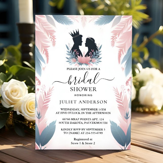 Invitation Longue Tulle Regal Glam Blush Pink Fête des mariée (Créateur téléchargé)