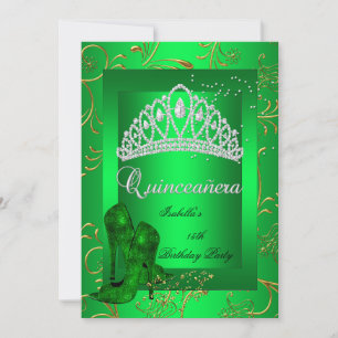 Invitation Look 15th Party Gold Parties scintillant verte Qui