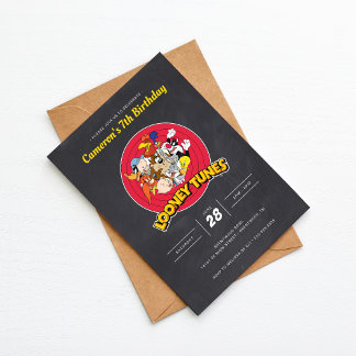 Invitation LOONEY TUNES™ Caractère Groupe Tableau noir Annive