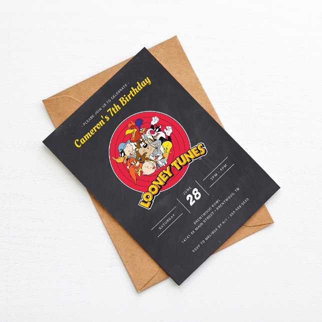 Invitation LOONEY TUNES™ Caractère Groupe Tableau noir Annive (Créateur téléchargé)