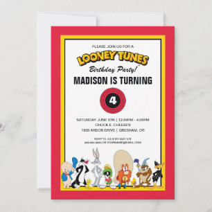 Invitation LOONEY TUNES™ - Groupe de caractères   Anniversair