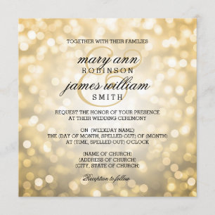 Invitation L'or Bokeh allume le mariage élégant