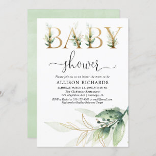 Invitation L'or de verdure part du baby shower de neutre de