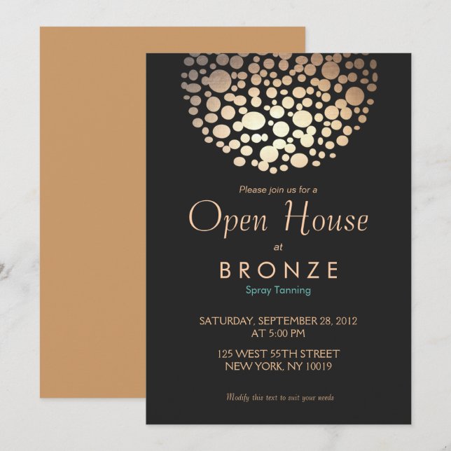 Invitation L'or frais et élégant entoure le salon de bronzage (Devant / Derrière)