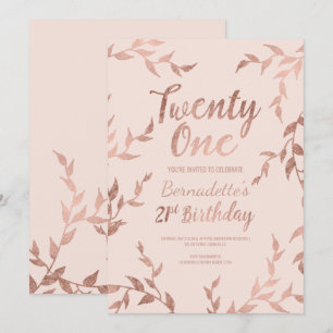 Invitation L'or rose moderne floral rougissent le 21ème
