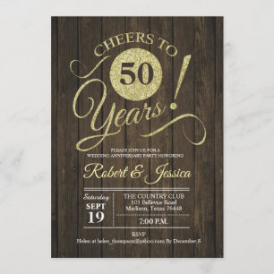 Invitation L'or russe du 50e Mariage avec le bois