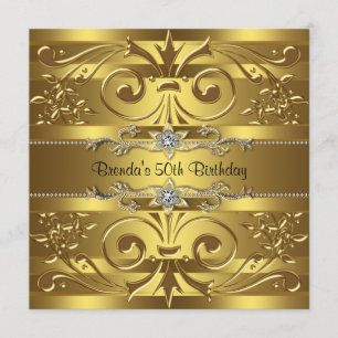 Invitation L'or tourbillonne fête d'anniversaire d'or