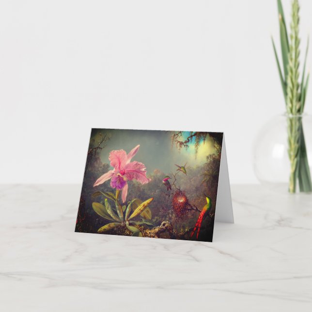 Invitation L'orchidée de Cattleya et trois colibris Heade (Devant)