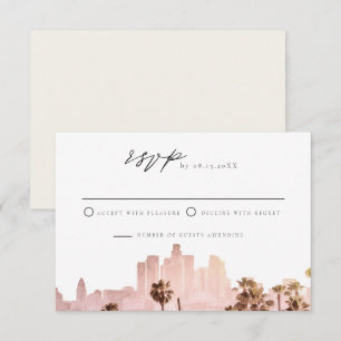 Invitation LOS ANGELES Aquarelle Skyline Mariage RSVP