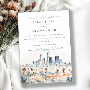 Invitation Los Angeles, Californie Aquarelle Couples Douche