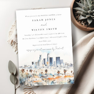 Invitation Los Angeles, Californie Wedding shower d'aquarelle