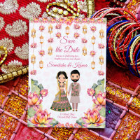 Lotus lanterns Mariage indien enregistrer la date 