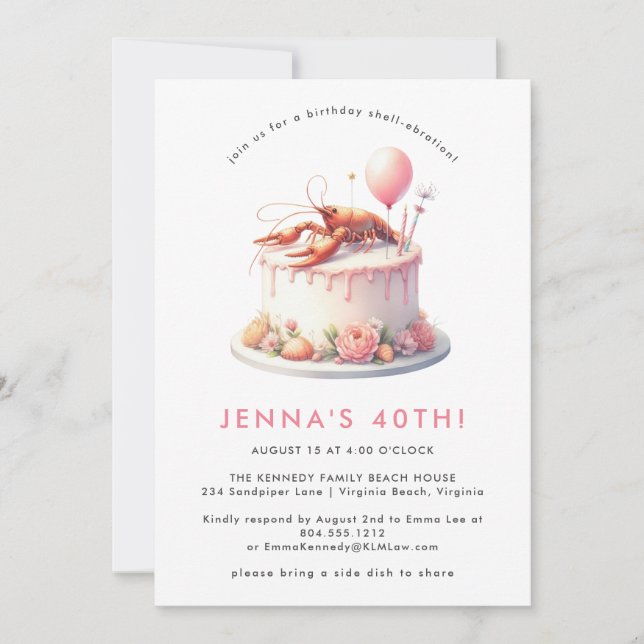 Invitation Louisiana Crawfish Seafood Boil Anniversaire (Devant)