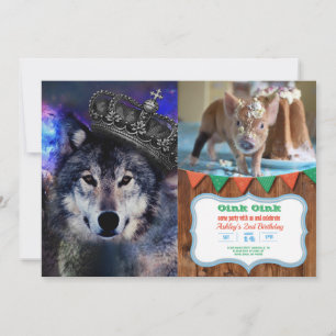 Invitation Loup d'animal dans la couronne
