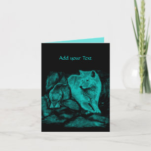 Invitation Loup et corbeau dans la nuit