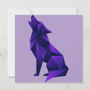 Invitation Loup Géométrique de Style Origami Moderne Animal