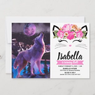 Invitation Loup gris hurlant dans la forêt