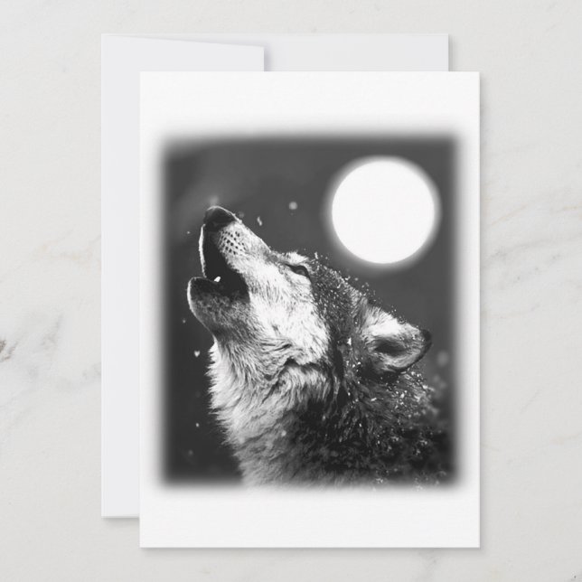 Invitation Loup Hurleur à la Lune (Devant)