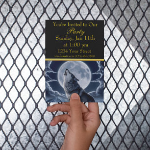 Invitation Loup majestueux sur un pic enneigé