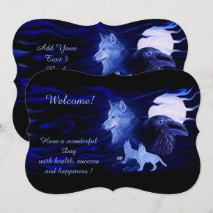 Invitation Loups et corbeau avec pleine lune, Ajouter votre t