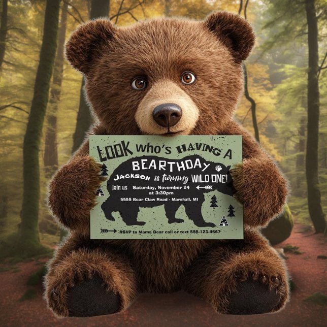 Invitation L'Ours Boho Tribal Anniversaire Wild One! (Créateur téléchargé)