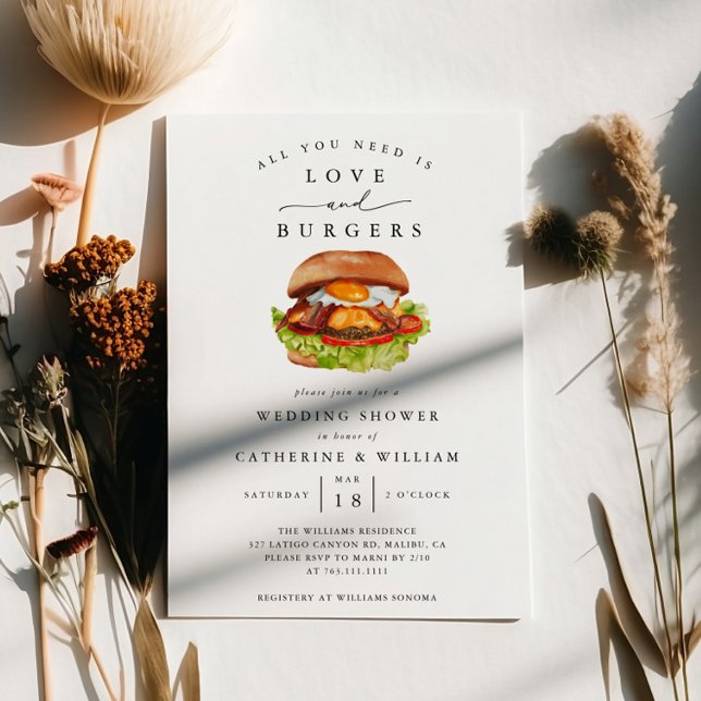 Invitation Love and Burgers Wedding shower (Créateur téléchargé)