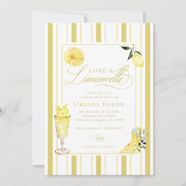 Invitation Love and Limoncello Italian Lemon Bridal Shower (Devant)