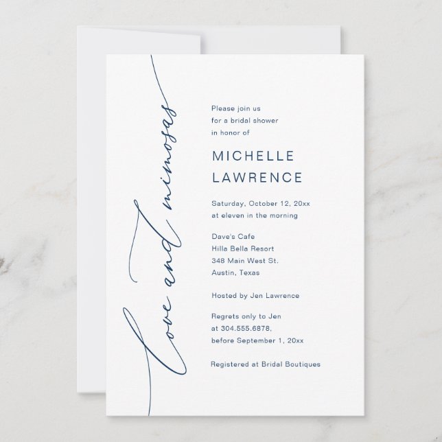Invitation Love and Mimosas, Fête des mariées Party Celebrati (Devant)