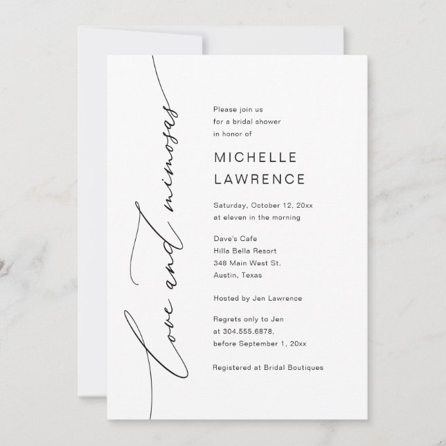 Invitation Love and Mimosas, Fête des mariées Party Celebrati (Devant)