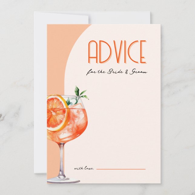 Invitation Love at First Spritz Advice Card Fête des mariées (Devant)