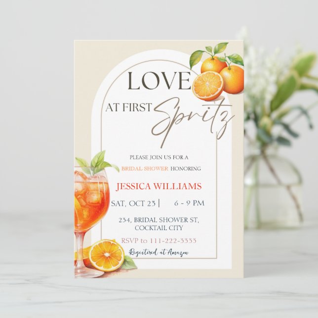 Invitation Love at First Spritz Aperol Cocktail Fête des mari (Debout devant)