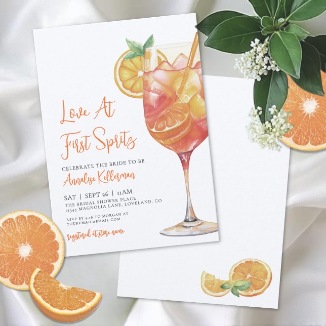 Invitation Love At First Spritz Bridal Shower (Love At First Spritz Bridal Shower Invitation)