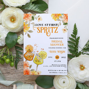 Invitation Love at First Spritz Floral Cocktail Fête des mari