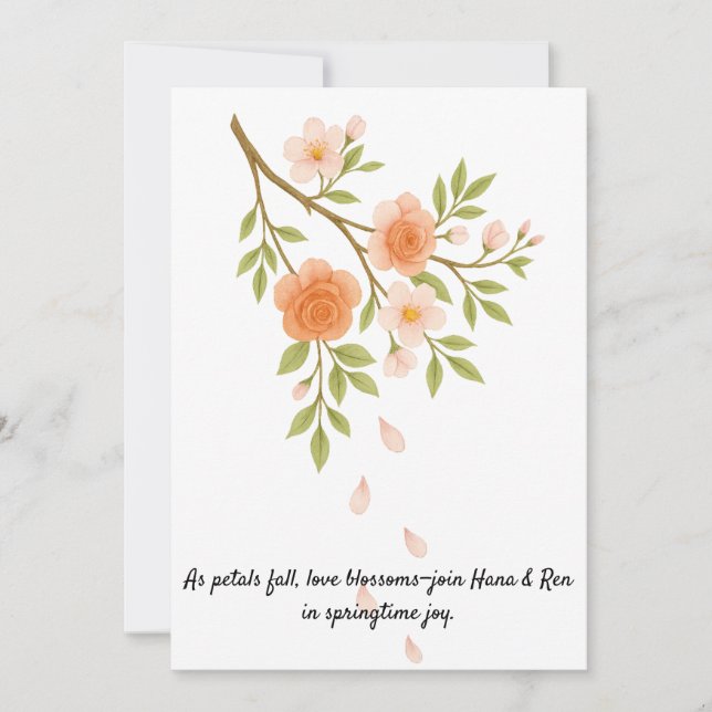 Invitation Love blossoms like spring petals. (Devant)