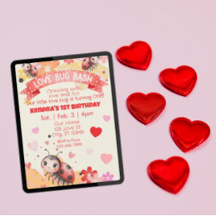 Invitation Love Bug a un an, Love Bug Bash Anniversaire