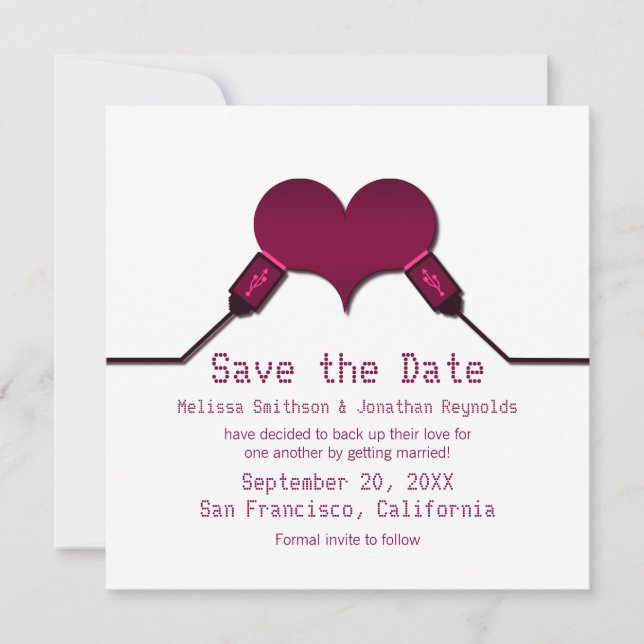 Invitation Love Connection USB Enregistrer l'Invitation de da (Devant)