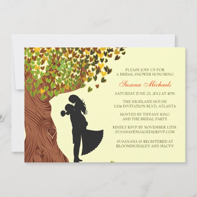 Invitation Love Couple Initials Oak Tree Fall Fête de l'marié (Devant)