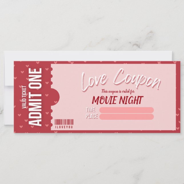 Invitation Love Coupon Valentine's Day Card (Devant)