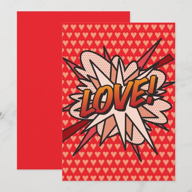 Invitation LOVE Fun Retro Comic Book Pop Art (Devant / Derrière)
