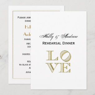 Invitation LOVE Graphic Text - Faux Gold