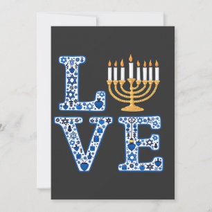 Invitation Love Hanoukka Jewish Holiday Menorah